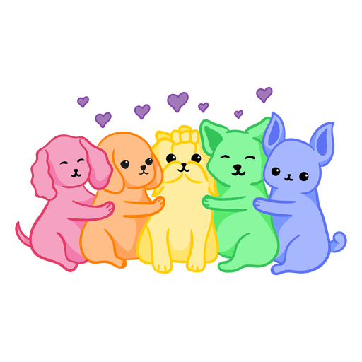 Rainbow dogs color stroke PNG Design