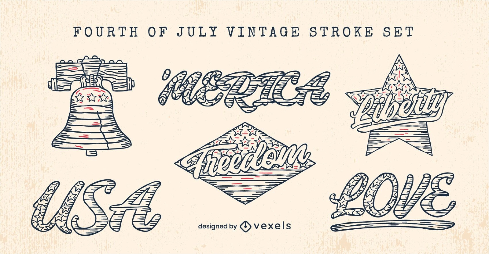Fourth of july stickers set