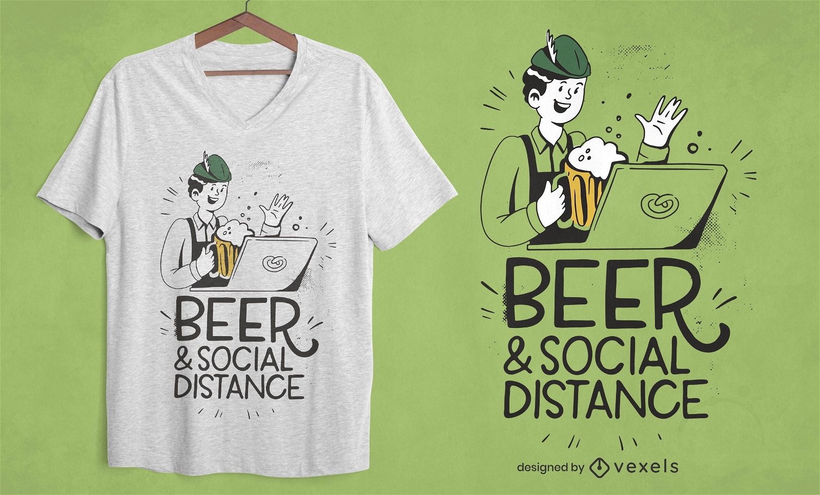 T-Shirt-Design f?r Bier und soziale Distanz