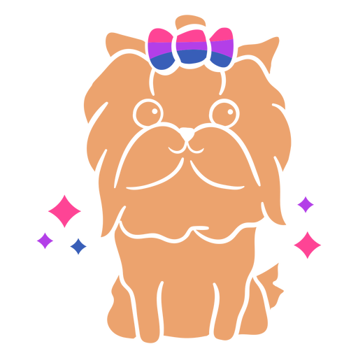 Cute fluffy puppy with a bow  PNG Design