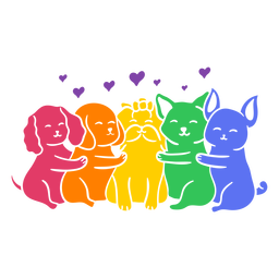 Cute Rainbow Puppy Dog Friends PNG & SVG Design For T-Shirts