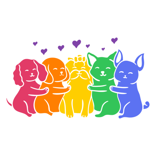 Cute rainbow puppy dog friends 