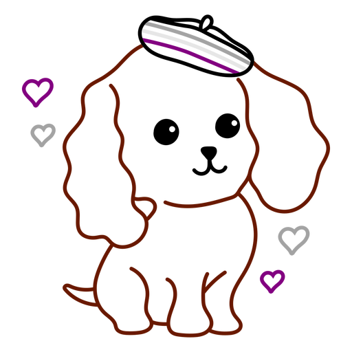 Cute fluffy dog with a beret  PNG Design