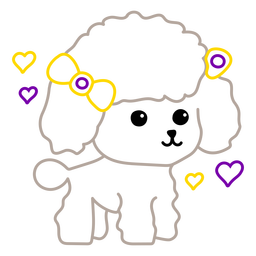 Cute poodle dog with a bow PNG Design