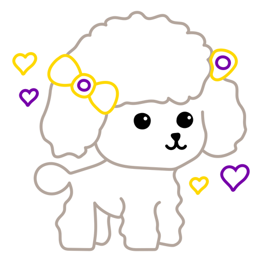 Cute poodle dog with a bow PNG Design