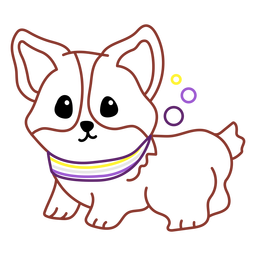 Cute dog with non-binary pride flag PNG Design