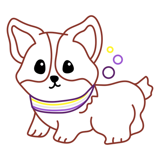 Cute dog with non-binary pride flag PNG Design