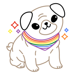 Pug pride flag stroke PNG Design
