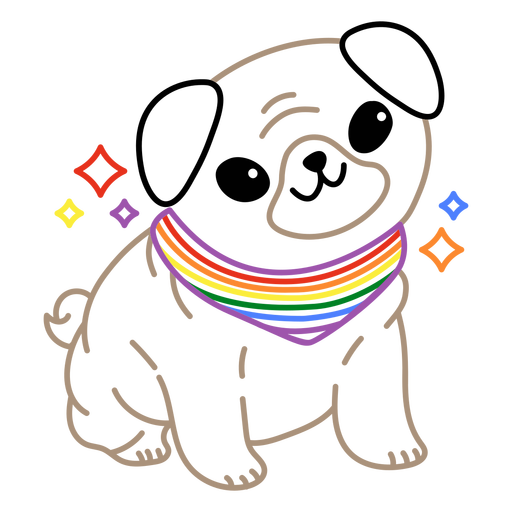 Pug pride flag stroke