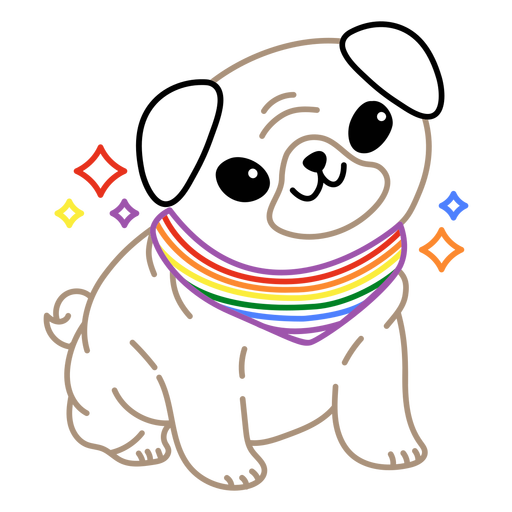 Pug pride flag stroke PNG Design