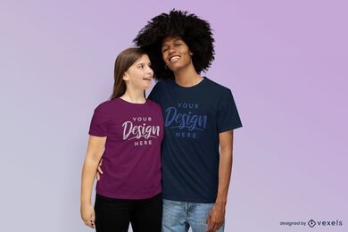 Diseño de maqueta de camiseta de pareja sonriente