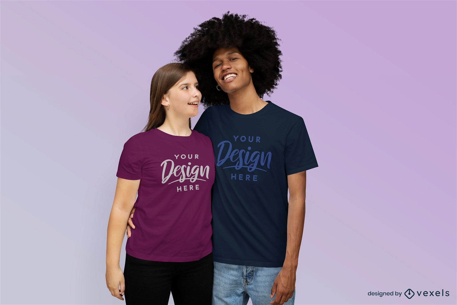 Smiling couple t-shirt mockup design