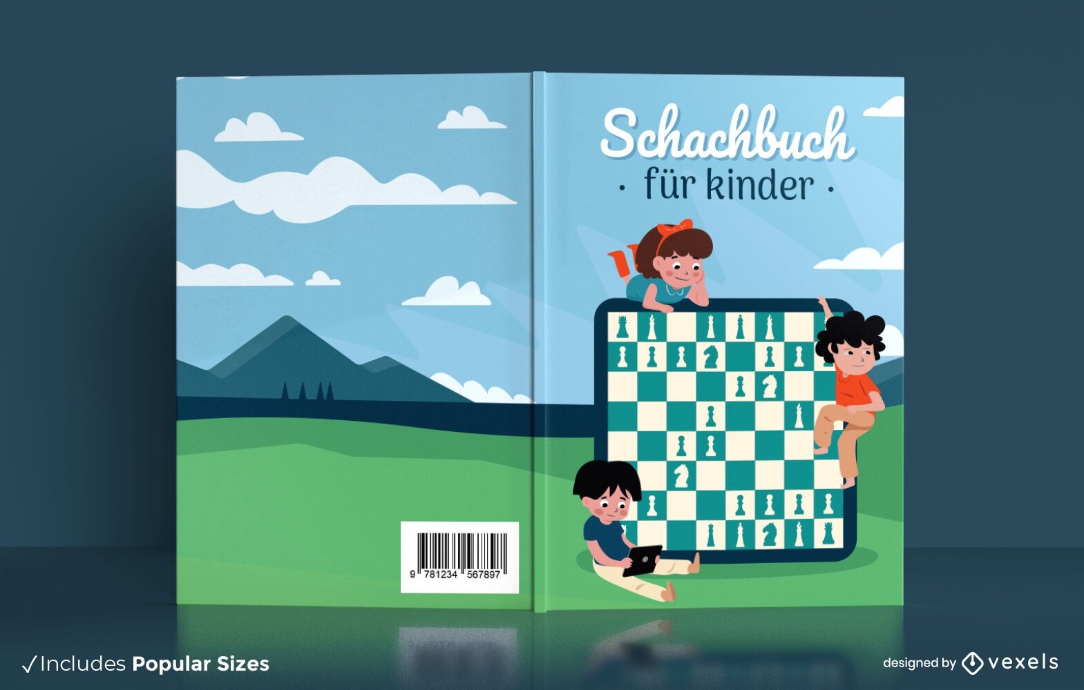Design alem?o da capa do livro de xadrez infantil
