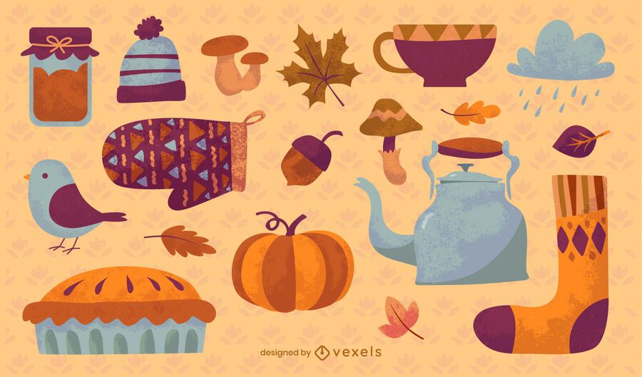 Cute autumn elements set Cute autumn elements set