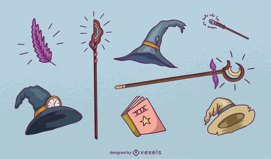 Set of hand drawn magician elements Set of hand drawn magician elements