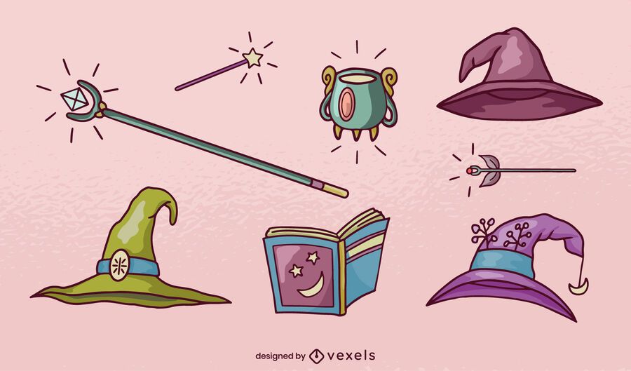 Hand drawn magic elements set Hand drawn magic elements set