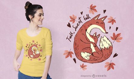 Niedliches Herbstfüchse-T-Shirt-Design