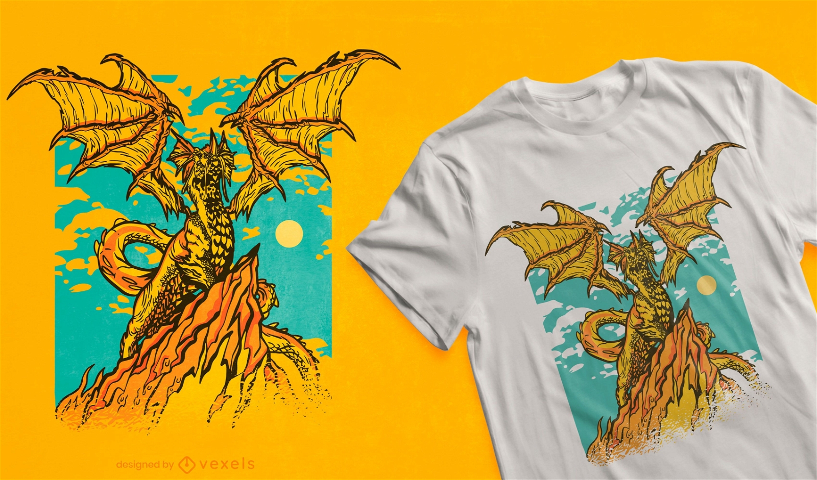 Powerful dragon creature t-shirt design