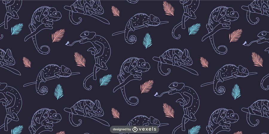 Cold tones chameleons and leaf pattern Cold tones chameleons and leaf pattern