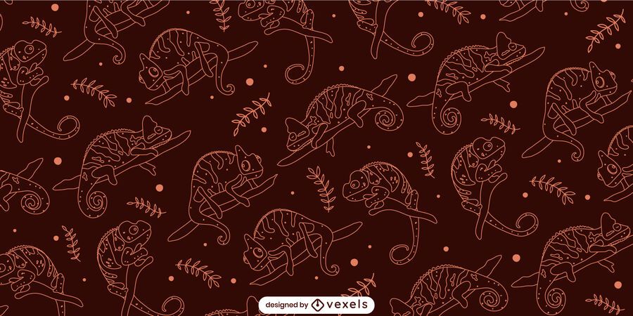 Dark and orange chameleon and leaves pattern Dark and orange chameleon and leaves pattern