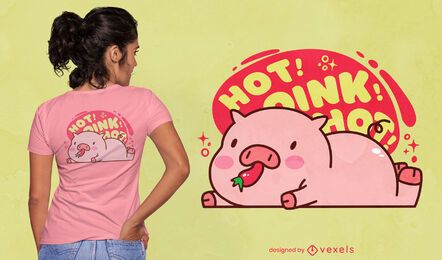 Pig animal eating pepper cute t-shirt design