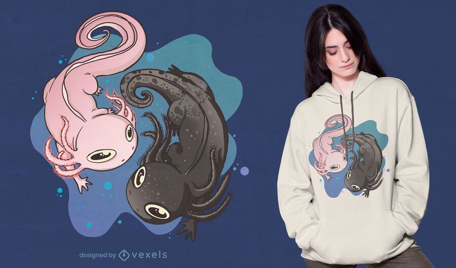 Axolotl animal swimming t-shirt design Axolotl animal swimming t-shirt design