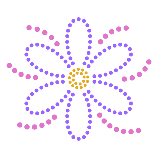 Dotted flower flat PNG Design