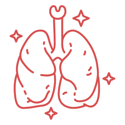 Pink human lungs stroke PNG Design