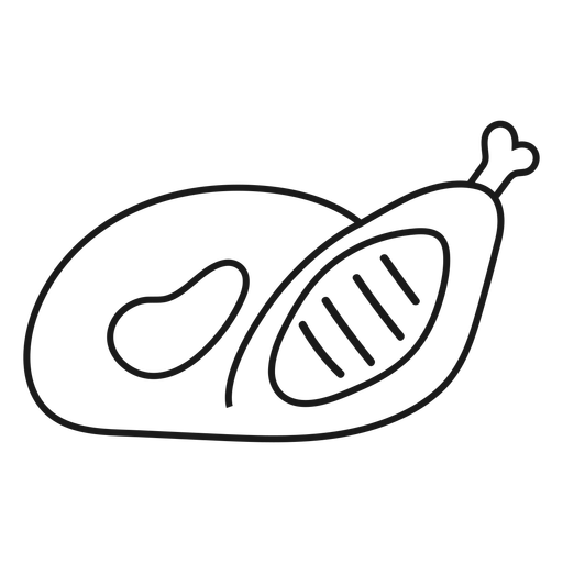 Whole roasted chicken stroke PNG Design