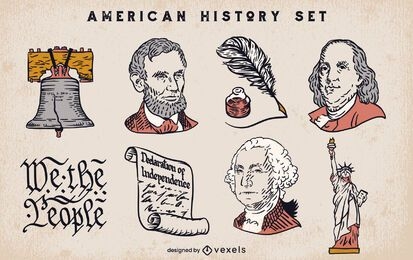 Conjunto de elementos de la historia americana.