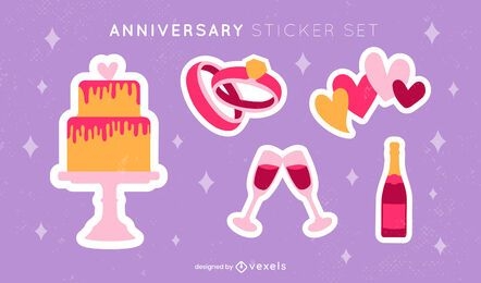 Simple flat anniversary sticker set