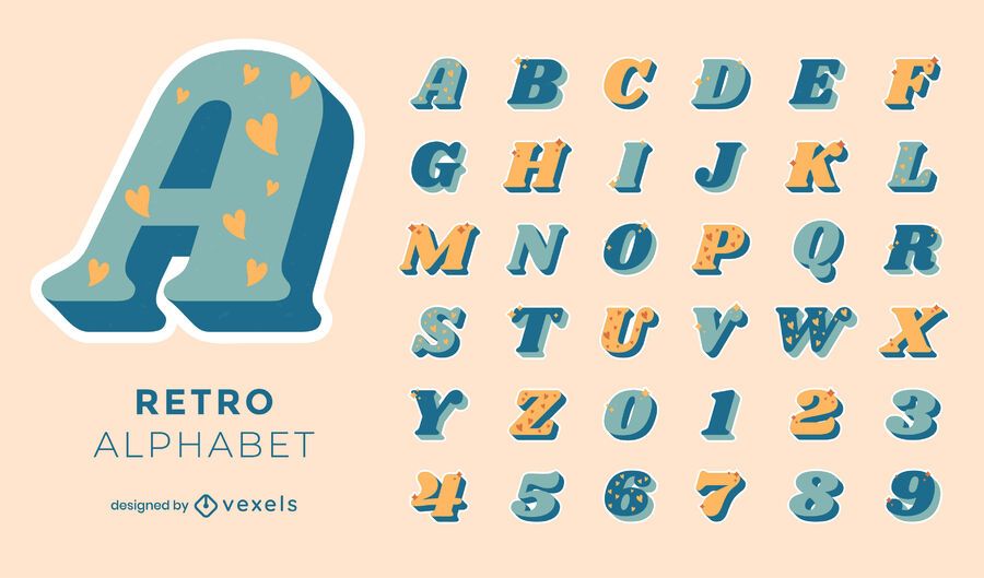 Retro vector alphabet set Retro vector alphabet set