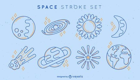 Set of space stroke elements 