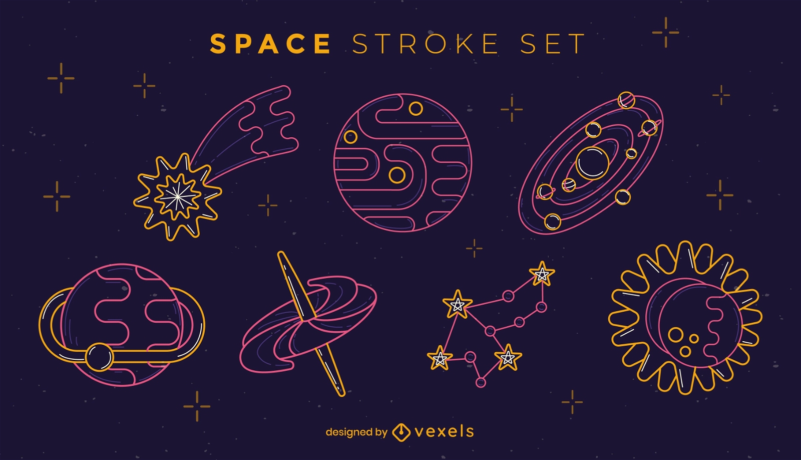 Stroke night colors themed space set