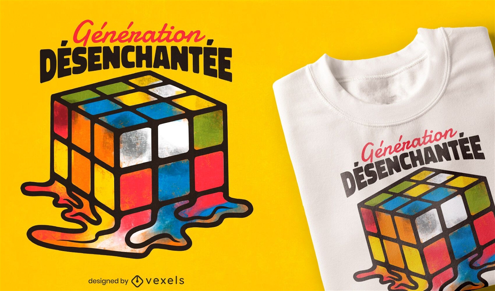 T-Shirt-Design mit geschmolzenem Rubik-W?rfel