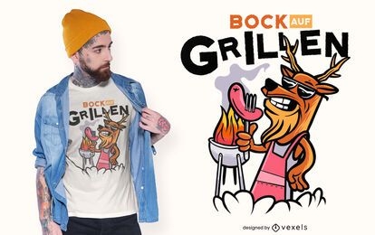 Diseño de camiseta de cocina de barbacoa de ciervo.