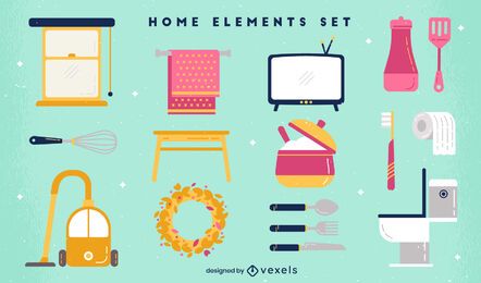 Set of home flat elements