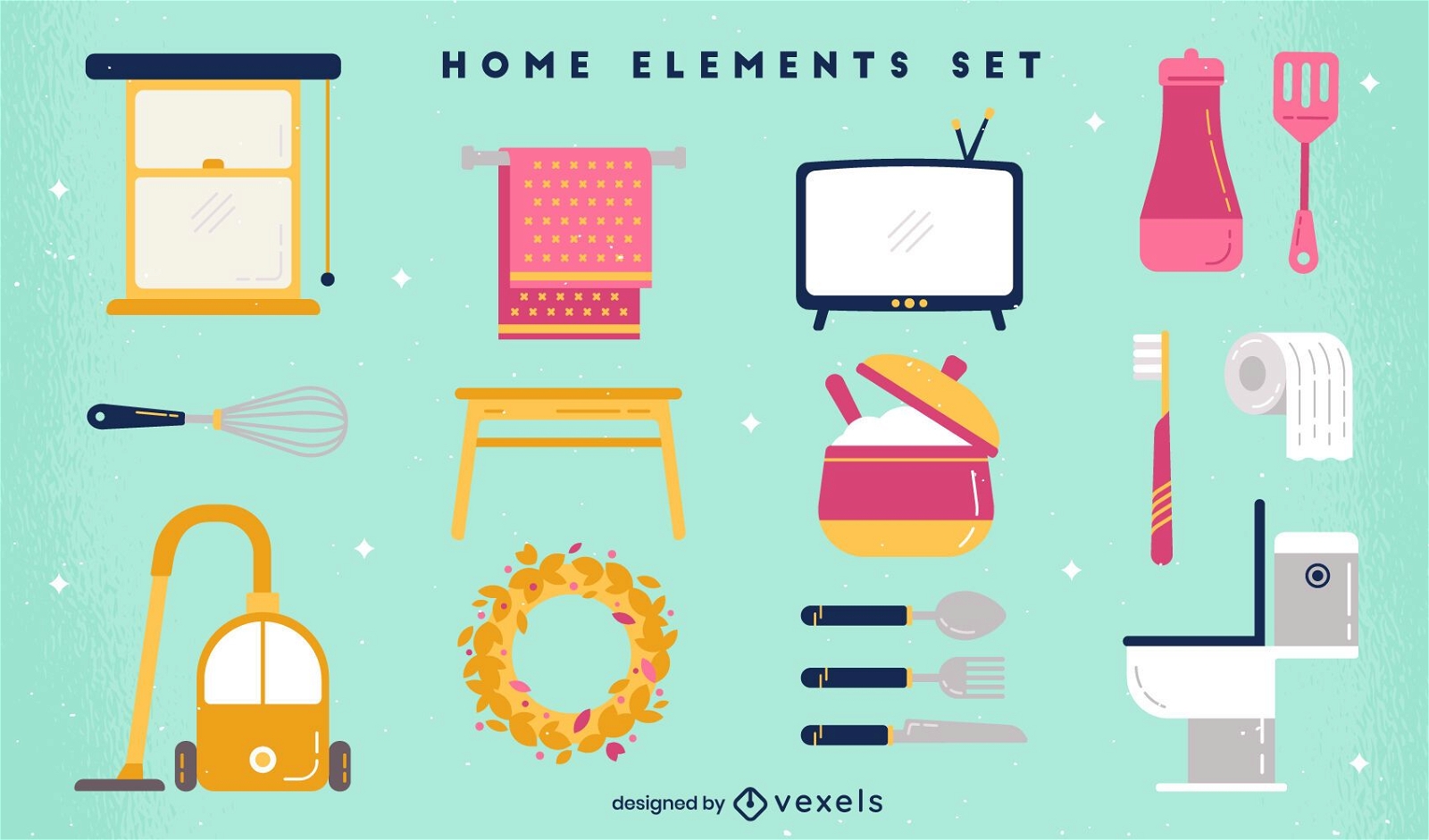 Set of home flat elements