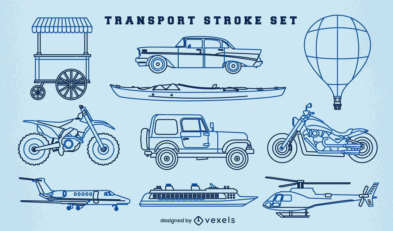 Conjunto de curso de veículos de transporte