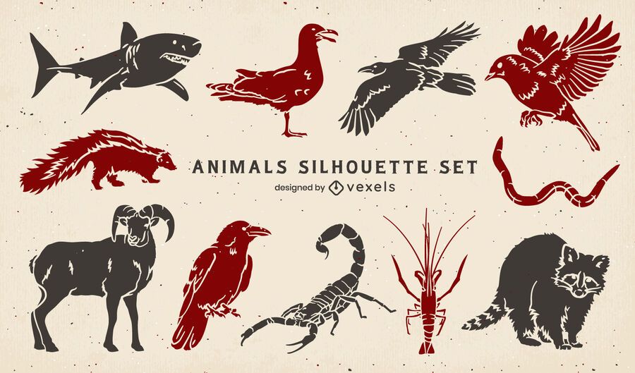 Wild animals silhouettes set Wild animals silhouettes set
