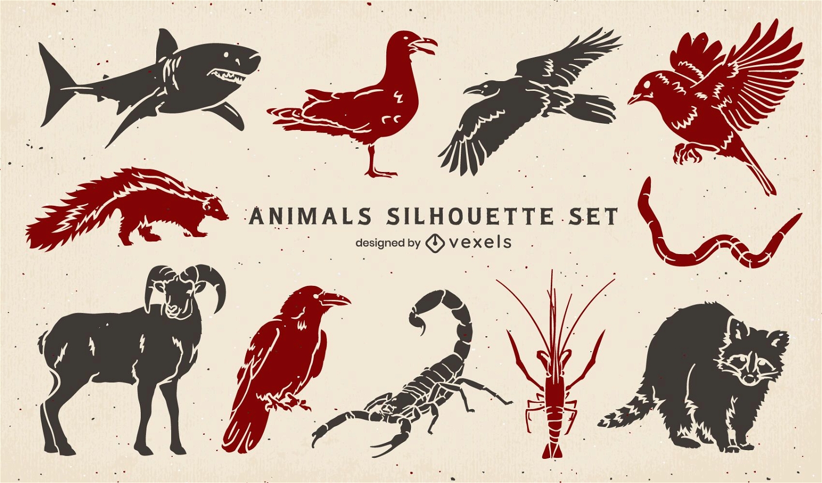 Wild animals silhouettes set