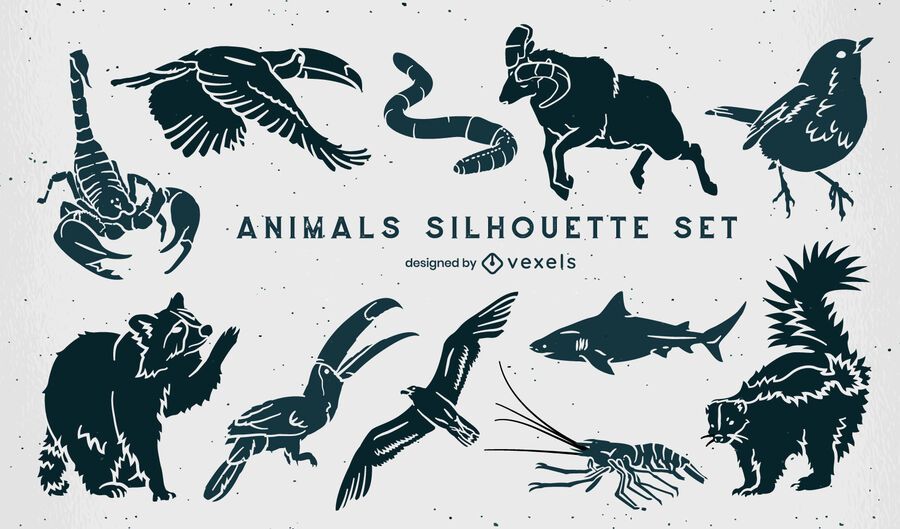 Set of wild animals silhouettes Set of wild animals silhouettes