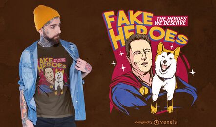 Hero with shiba inu dog t-shirt design