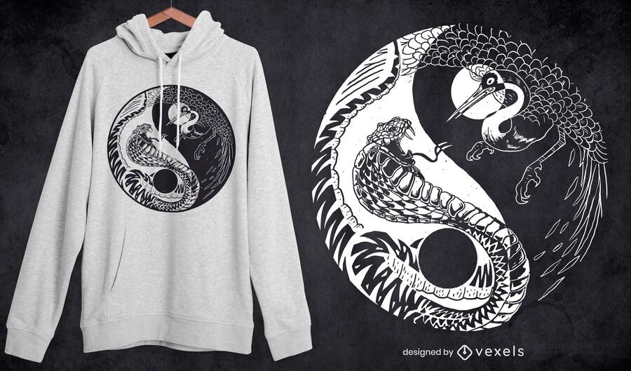 Yin yang hand-drawn animals t-shirt design Yin yang hand-drawn animals t-shirt design