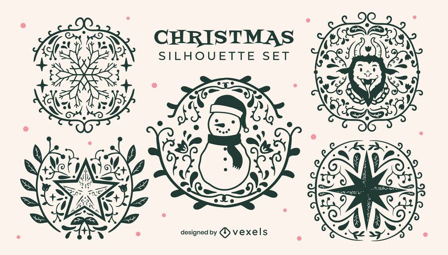 Christmas silhouette badges set Christmas silhouette badges set
