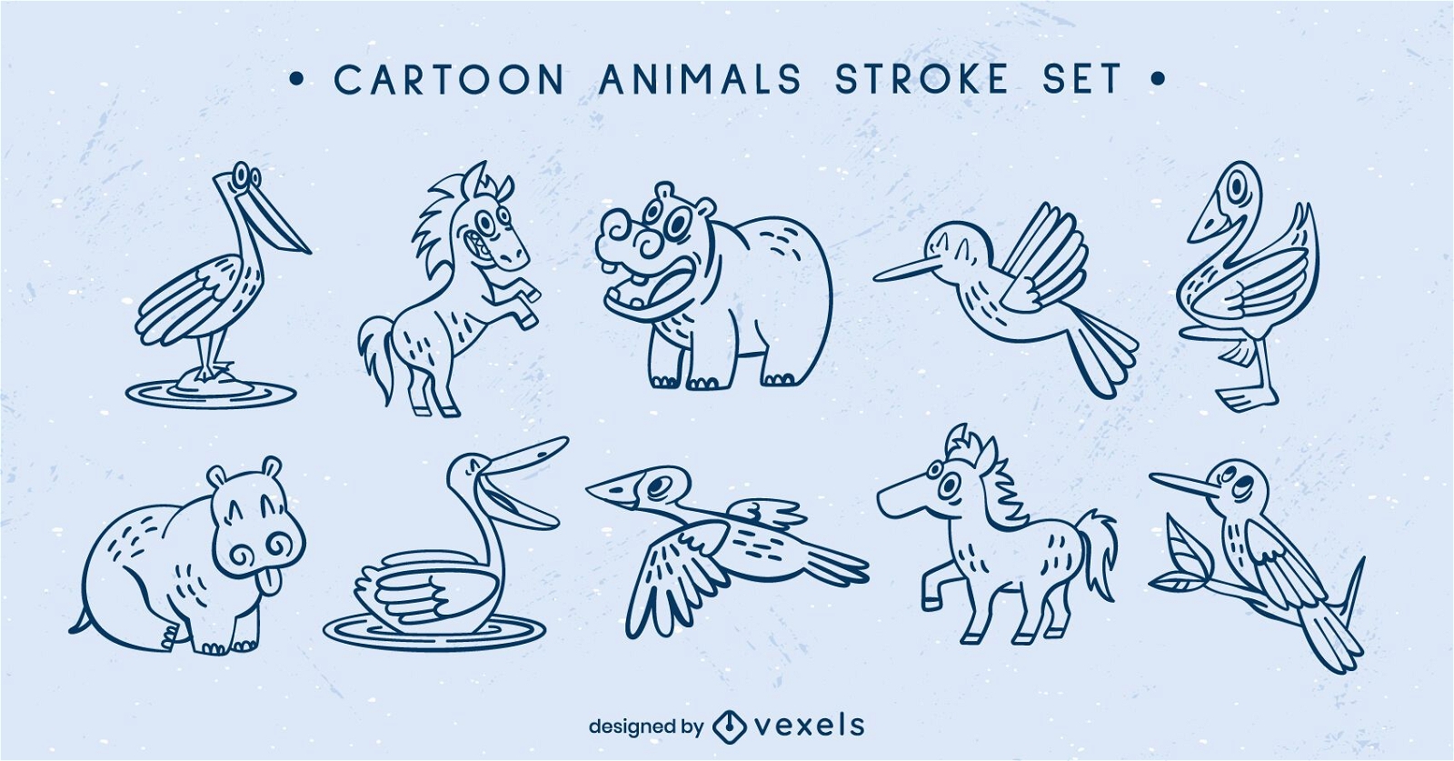 Paquete de trazos de animales de dibujos animados