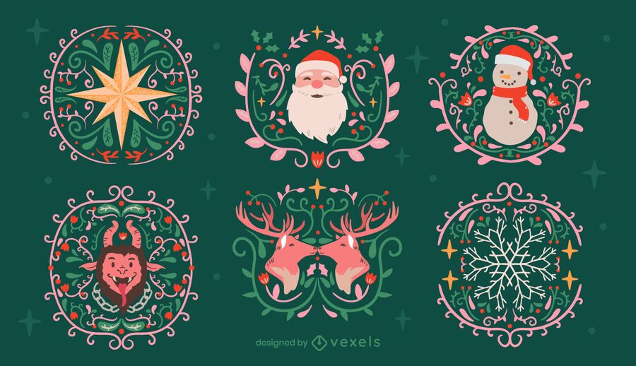 Christmas decoration traditional badges Christmas decoration traditional badges