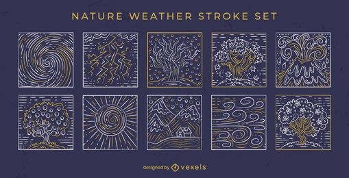 Hand drawn stroke nature elements