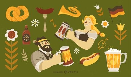 Oktoberfest german cultural elements set