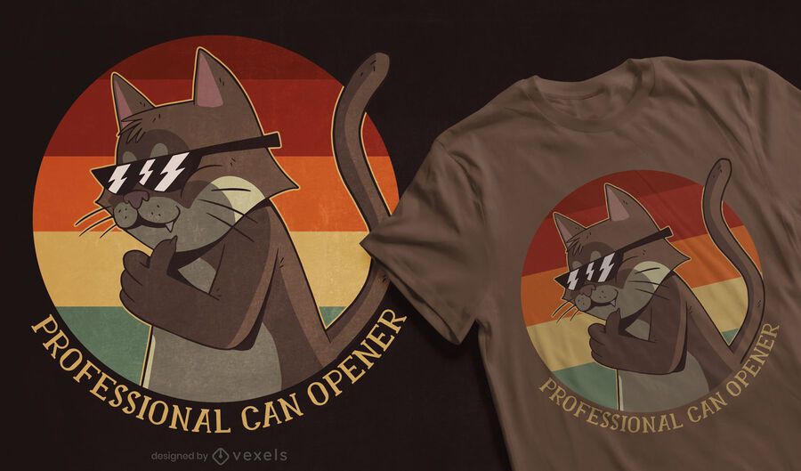 Diseño de camiseta cool cat retro sunset Diseño de camiseta cool cat retro sunset